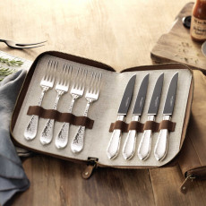 Robbe & Berking Martele 925 Sterling argent Ensemble de grill Frozen Black 8 pièces