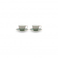 Pip Studio Blooming Tales Blue Espresso-Set 4-tlg. 0,12 L