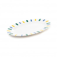 Gmundner Keramik Buntgeflammt Οβάλ πιάτο με σημαία Gourmet 21x14x2,1 cm