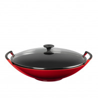 Le Creuset Woks Γουόκ με γυάλινο καπάκι κερασί 36 εκ.