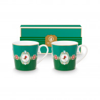 Pip Studio Love Birds Emerald-Green Teetassen Set 2-tlg. Mefallion grün 0,30 L