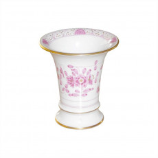 Meissen Neuer Ausschnitt - Indische Malerei purpur Goldpunkte mit Goldrand Vase 9 cm