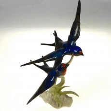 Hutschenreuther Vogelwelt - Hans Achziger Ζευγάρι χελιδονιών 28cm ύψος, 18cm πλάτος