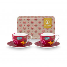 Pip Studio Blooming Tales Dark Red Σετ τσαγιού 4 τεμ.