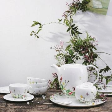 15 cm Porcelain Bone Rosenthal Brillance Fleurs Sauvages Coffee High Cup Saucer Multi-Colour