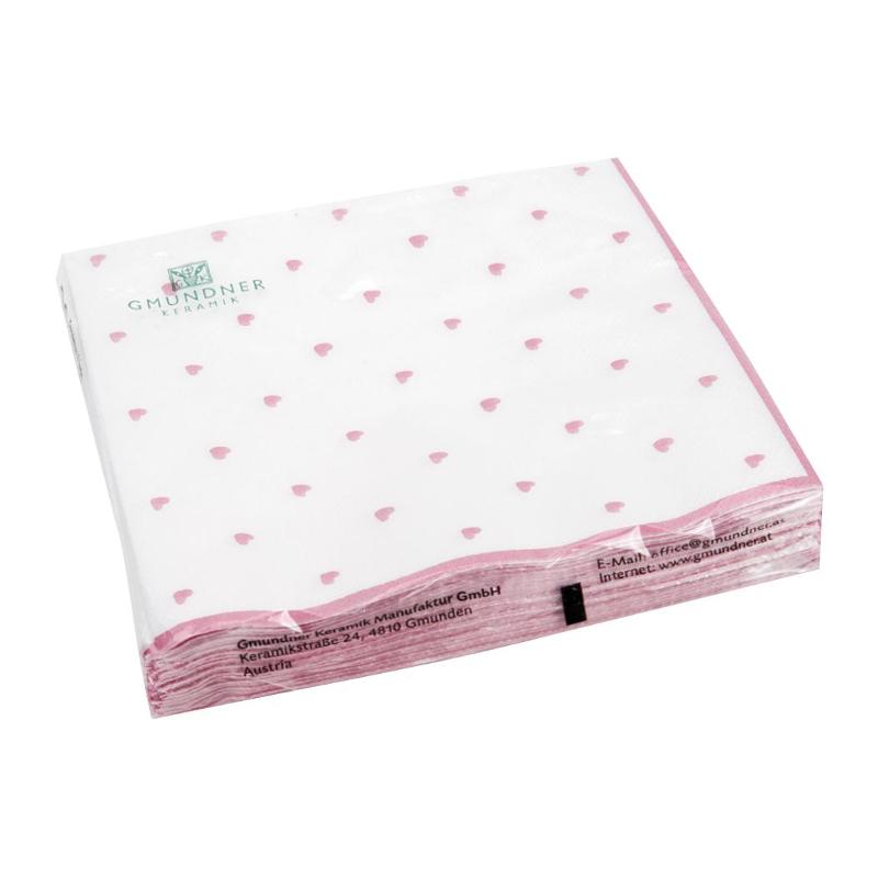 Gmundner Keramik Herzerl Rosa Servietten Lunch 33x33 cm 20 Stück Herzerl Rosa 0012HWPS33