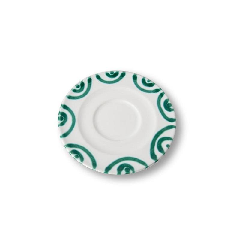Gmundner Keramik Grüngeflammt Cappuccino-Untertasse Gourmet d: 14 cm