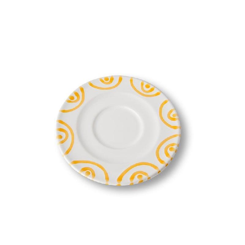 Gmundner Keramik Gelbgeflammt Cappuccino-Untertasse Gourmet d: 14 cm