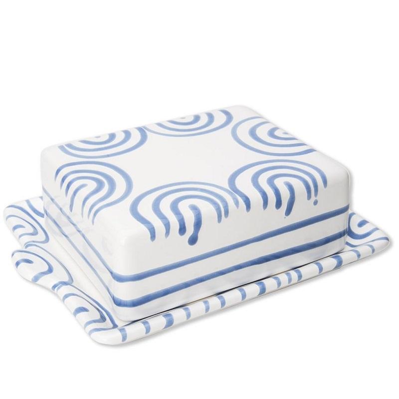 Gmundner Keramik Blaugeflammt Butter dish 250 g