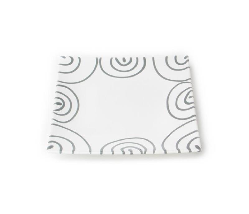 Gmundner Keramik Graugeflammt Dessert plate / breakfast plate 20x20x2.6 cm