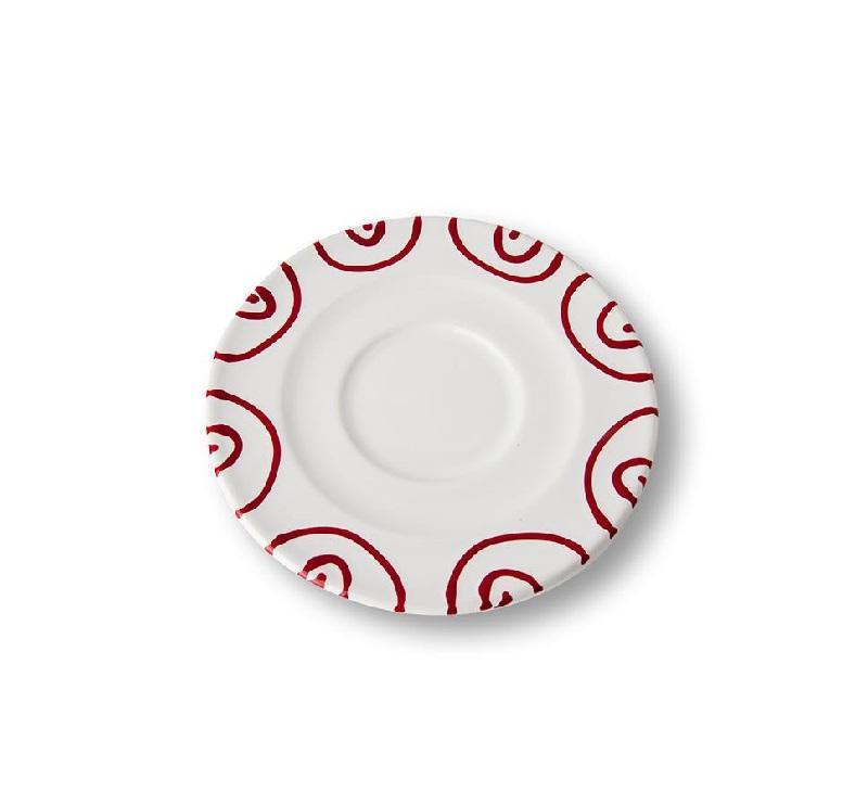 Gmundner Keramik Rotgeflammt Cappuccino-Untertasse Gourmet d: 14 cm