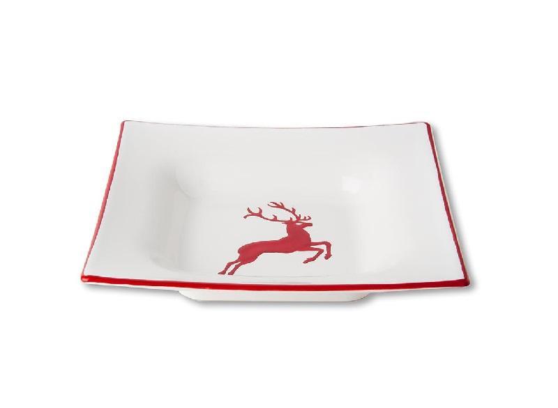 Gmundner Keramik Rubinroter Hirsch Soup plate 20x20x4.2 cm