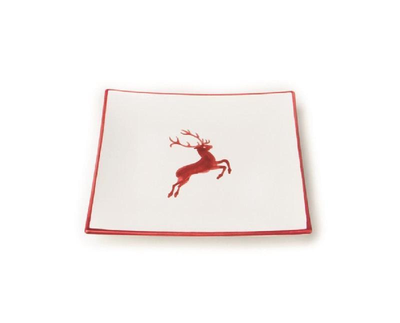 Gmundner Keramik Rubinroter Hirsch Dessert plate / breakfast plate 20x20x2.6 cm