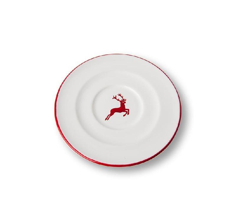 Gmundner Keramik Rubinroter Hirsch Cappuccino-Untertasse Gourmet d: 14 cm