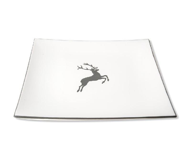 Gmundner Keramik Grauer Hirsch Dinner plate 26x26x2.2 cm