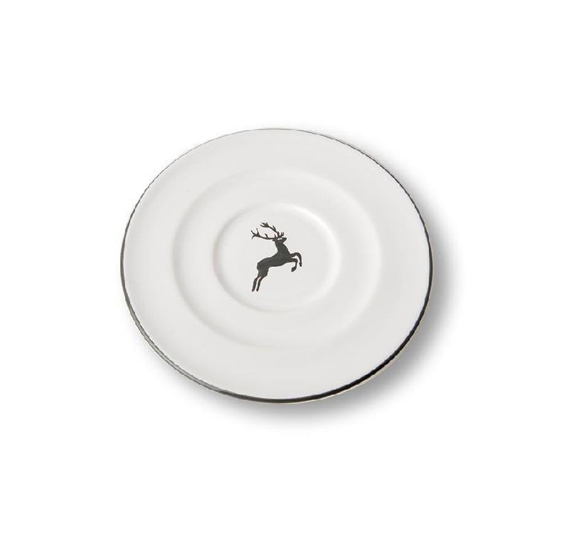 Gmundner Keramik Grauer Hirsch Cappuccino-Untertasse Gourmet d: 14 cm