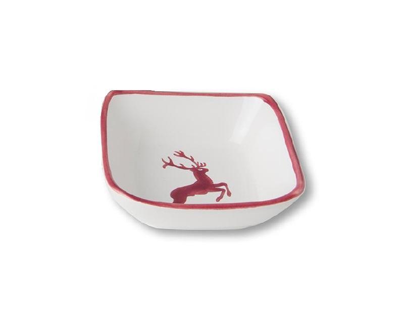 Gmundner керамика Bordeauxroter Hirsch Квадратная миска 9x9x3,4 см