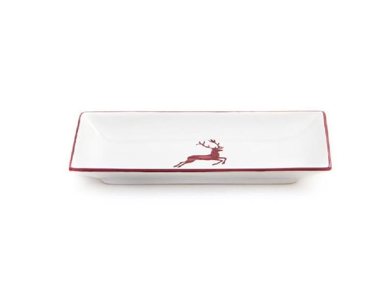Gmundner керамика Bordeauxroter Hirsch Поднос для закусок 22x11x2,7 см