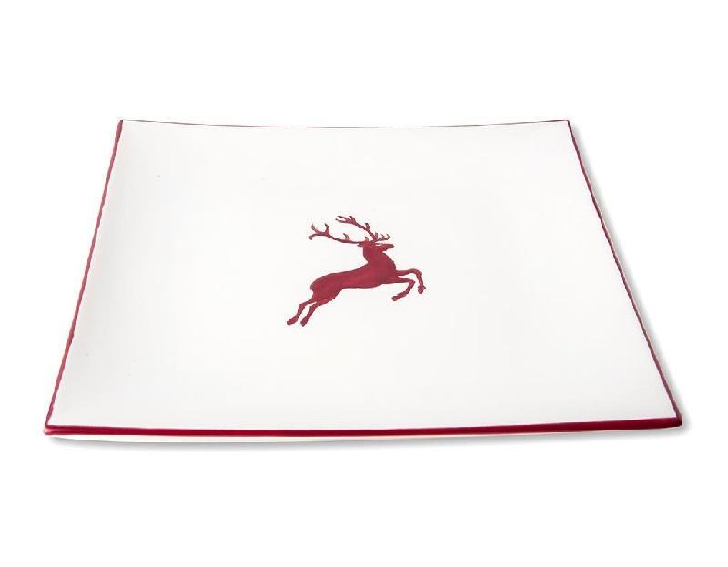 Gmundner керамика Bordeauxroter Hirsch Пиатто 26x26x2,2 см
