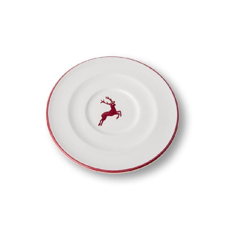 Gmundner Keramik Bordeauxroter Hirsch Cappuccino-Untertasse Gourmet 14 cm