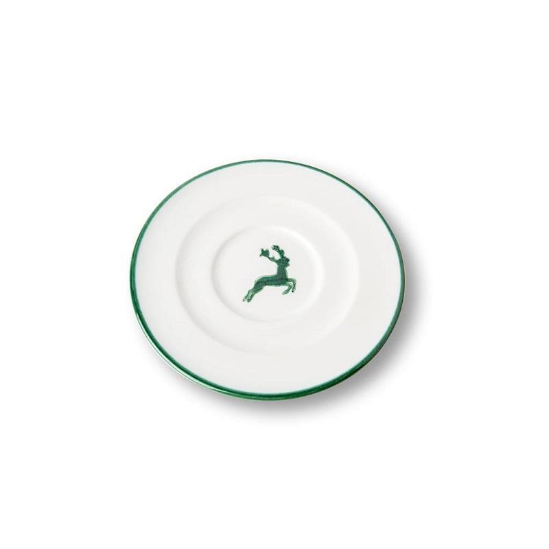 Gmundner Keramik Grüner Hirsch Cappuccino-Untertasse Gourmet d: 14 cm