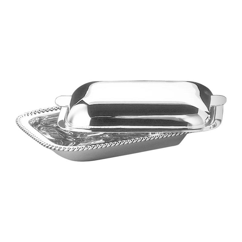 Robbe & Berking Kordelrand 925 Sterling Silber Butterdose 16,5x12,5 cm