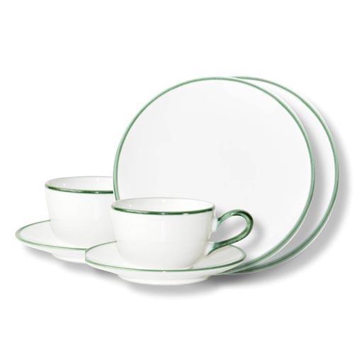 Gmundner Keramik Grüner Rand Tableware set Breakfast for two'