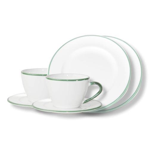 Gmundner Keramik Grüner Rand Tableware set Breakfast for two Gourmet