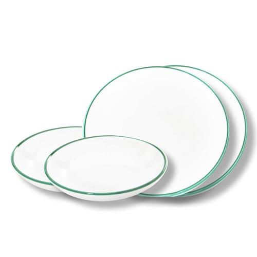 Gmundner Keramik Grüner Rand Tableware set Dinner for two'