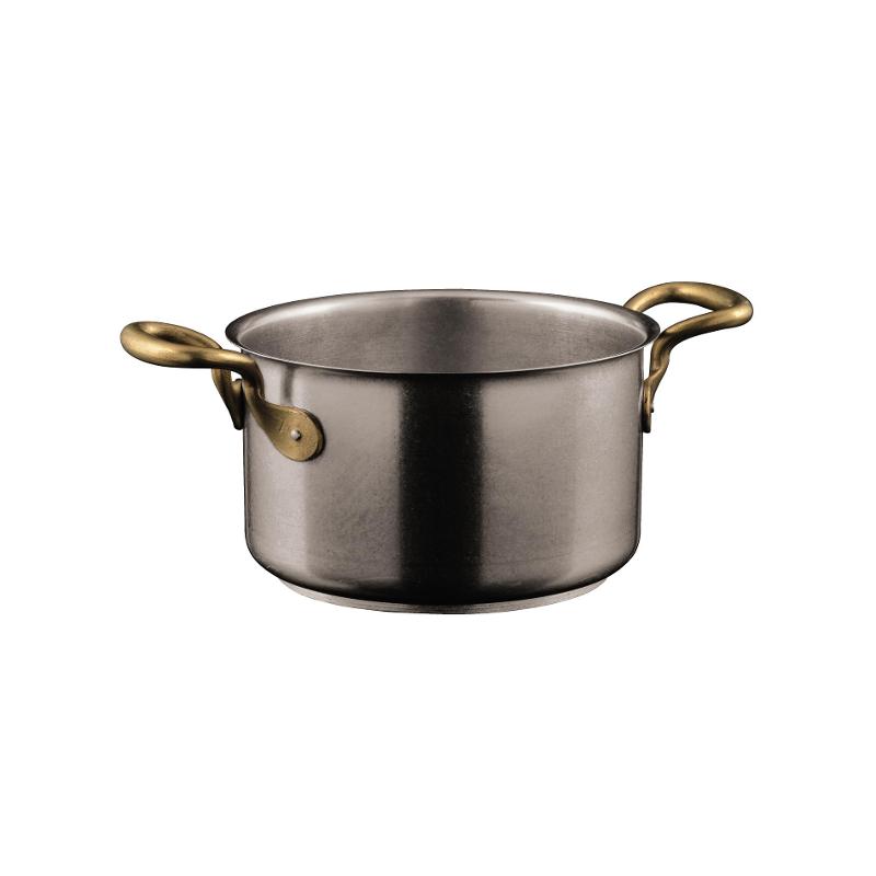 Sambonet 1965 Vintage - Edelstahl matt 18/10 Fleischtopf / Kochtopf ohne Deckel d: 16 cm / h: 9,5 cm / 1,9 L