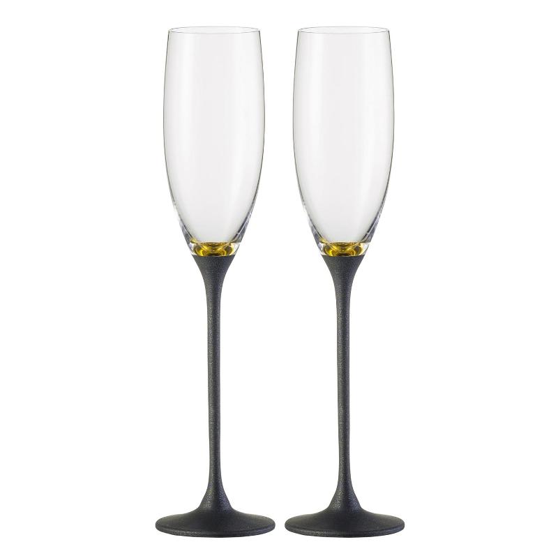 Eisch Champagner Exklusiv - Geschenkset Золотые-черные бокалы для шампанского в подарочной коробке 2 шт. / 180 мл