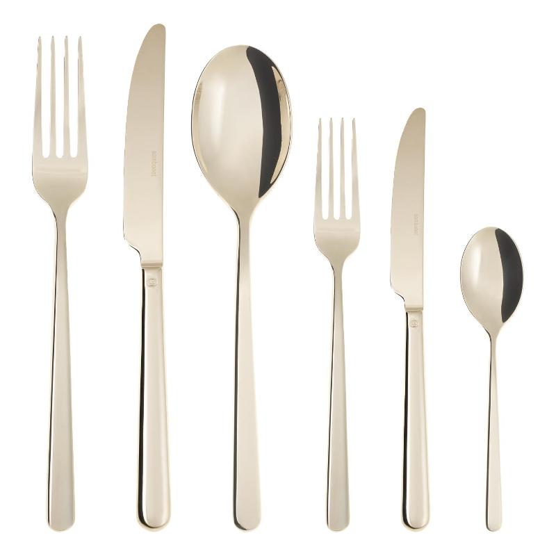 Sambonet Linear - Edelstahl / PVD Champagner Cutlery set 36 pcs. Full tang / Monoblock