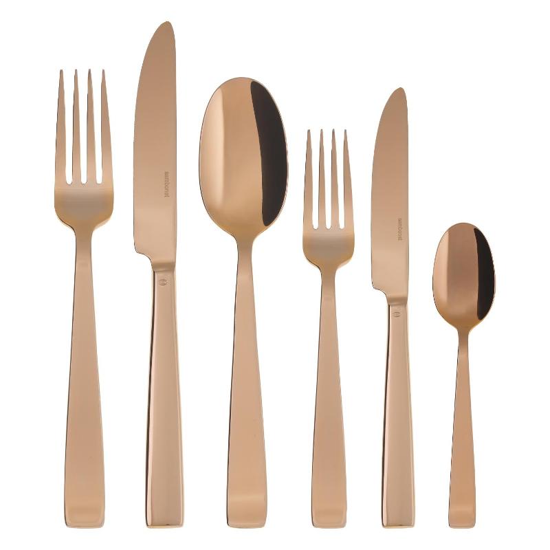 Sambonet Flat - Edelstahl / PVD Kupfer Cutlery set 36 pcs. Full tang / Monoblock