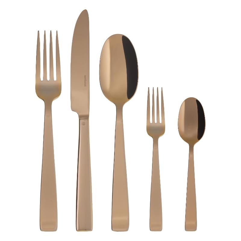 Sambonet Flat - Edelstahl / PVD Kupfer 30-piece cutlery set. Full tang / Monoblock