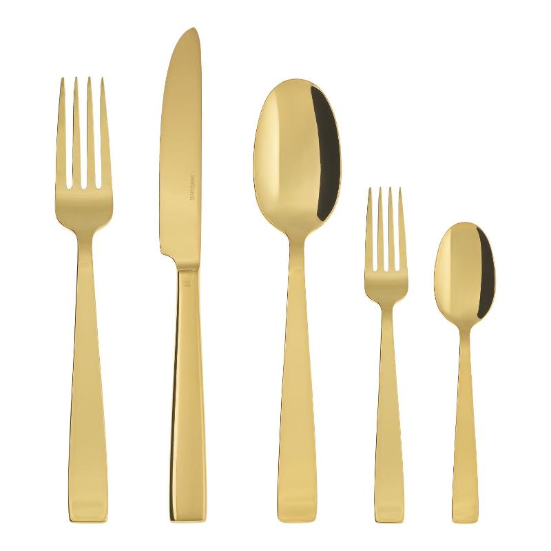 Sambonet Flat - Edelstahl / PVD Gold 30-piece cutlery set. Full tang / Monoblock