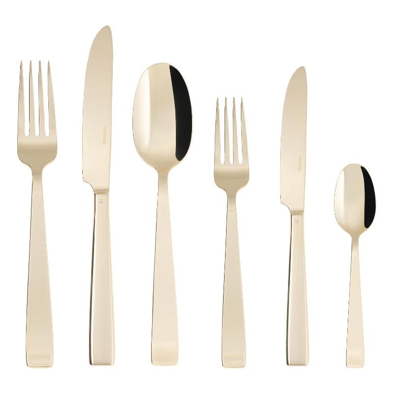 Sambonet Flat - Edelstahl / PVD Champagner Cutlery set 36 pcs. Full tang / Monoblock