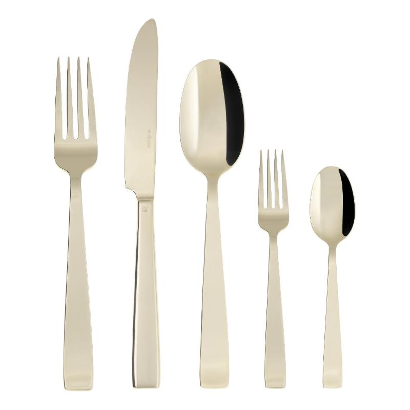 Sambonet Flat - Edelstahl / PVD Champagner 30-piece cutlery set. Full tang / Monoblock