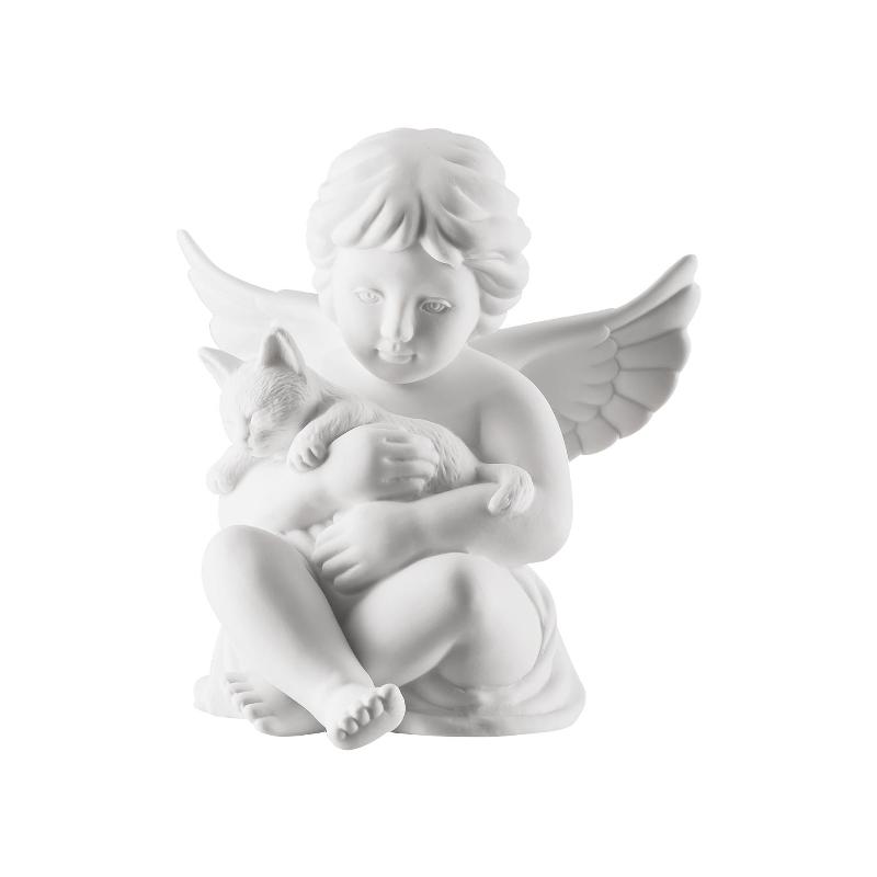 Rosenthal Engel Angel with cat medium white matte 10.5 cm