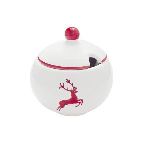 Gmundner Keramik Rubinroter Hirsch Sugar bowl smooth with cutout d: 10 cm / h: 11 cm