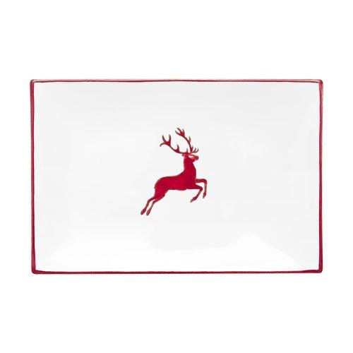 Gmundner Keramik Rubinroter Hirsch Rectangular plate 30x20x2.5 cm