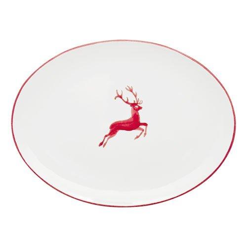 Gmundner Keramik Rubinroter Hirsch Oval plate 33x26x2.5 cm