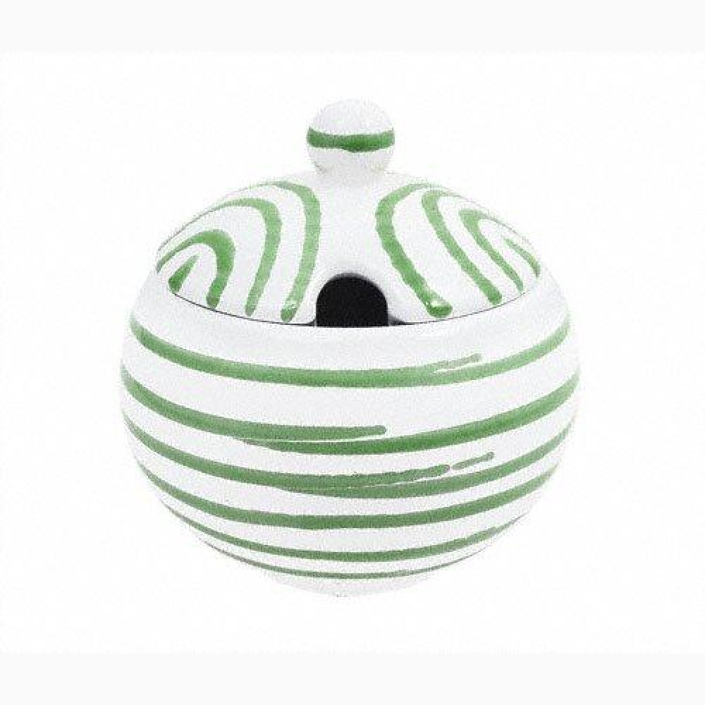 Gmundner Keramik Grüngeflammt Sugar bowl smooth with cutout d: 10 cm / h: 11 cm