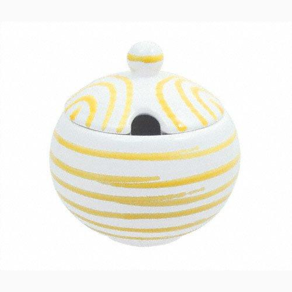 Gmundner Keramik Gelbgeflammt Sugar bowl smooth with cutout d: 10 cm / h: 11 cm