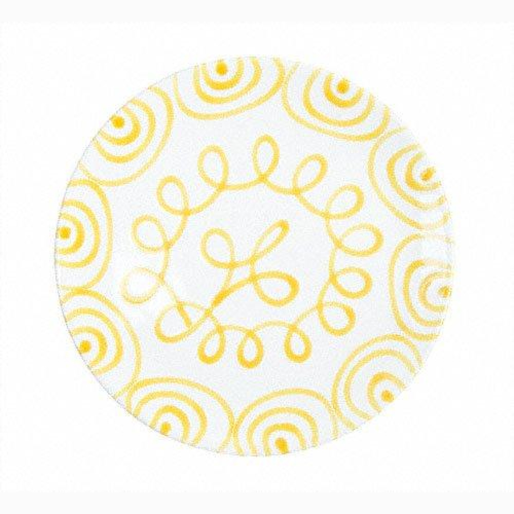 Gmundner Keramik Gelbgeflammt Dining Plate Cup d: 28 cm / h: 2.6 cm
