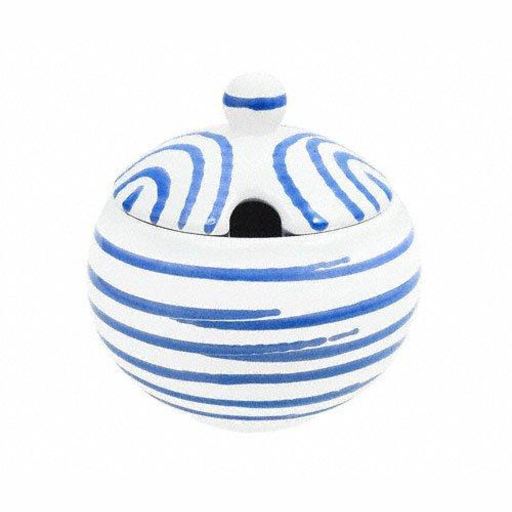 Gmundner Keramik Blaugeflammt Sugar bowl smooth with cutout d: 10 cm / h: 11 cm