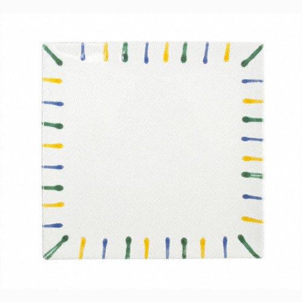 Gmundner Keramik Buntgeflammt Square place plate 31x31x2.8 cm