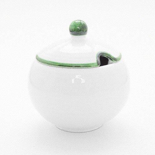 Gmundner Keramik Grüner Rand Sugar bowl smooth with cutout d: 10 cm / h: 11 cm