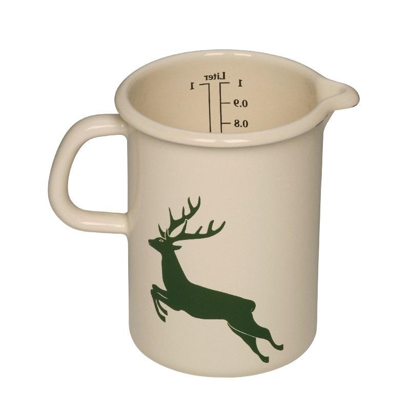 Gmundner Keramik Grüner Hirsch Kitchen measure / Measuring jug - Enamel 1.0 L / d: 10 cm