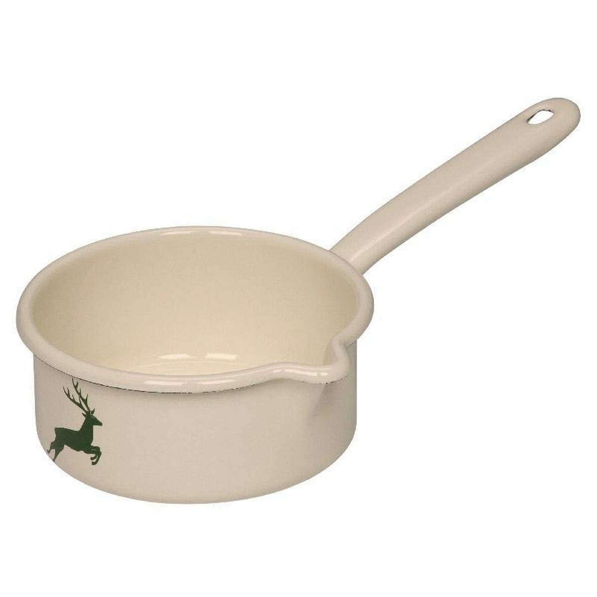 Gmundner Keramik Grüner Hirsch Pot with large spout - Enamel 0.75 L / d: 14 cm