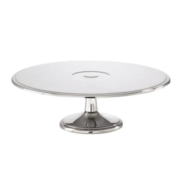 Sambonet Elite - Edelstahl 18/10 Cake plate on foot h: 9.5 cm / d: 28 cm